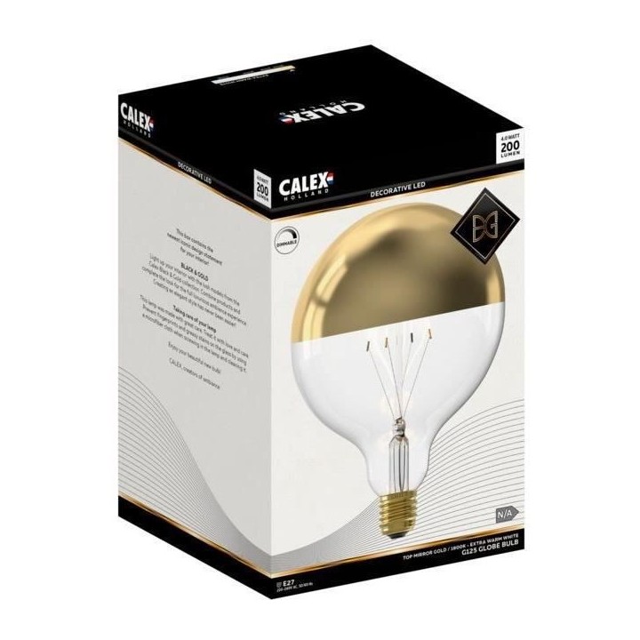 Ampoule LED E27 - CALEX - TOP MIRROR G125 - Filament droit - 4 W - 200