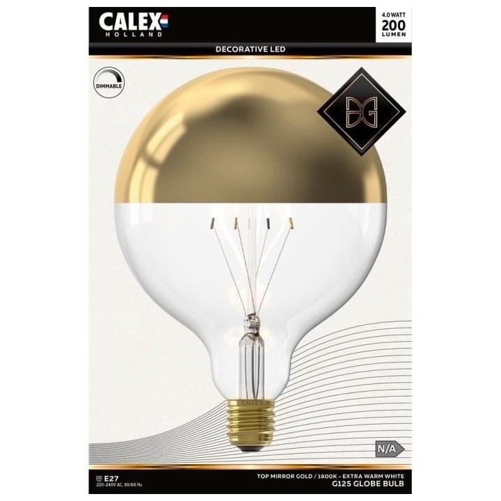 Ampoule LED E27 - CALEX - TOP MIRROR G125 - Filament droit - 4 W - 200