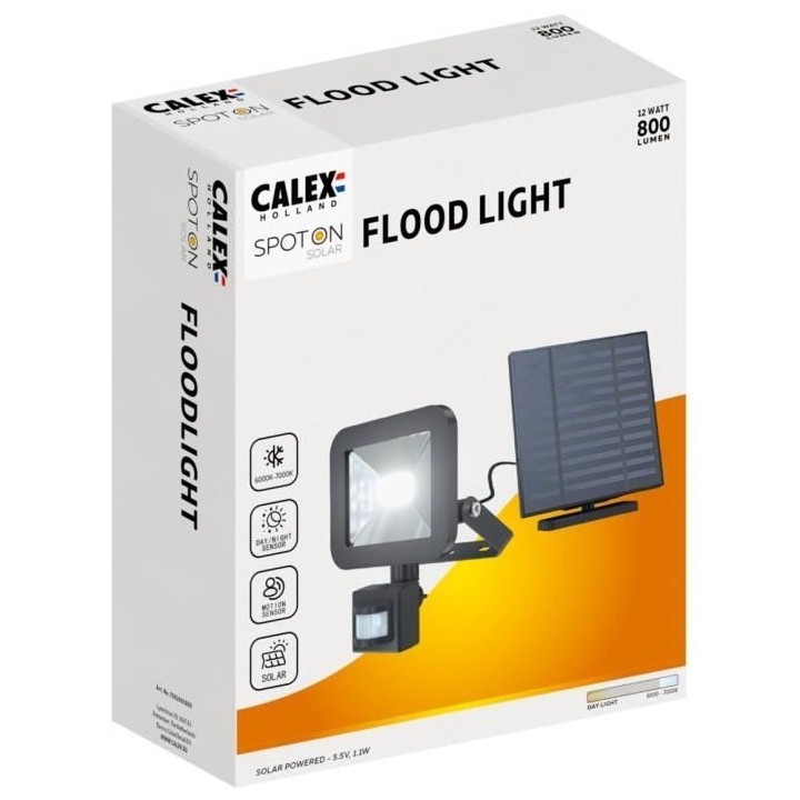 Projecteur solaire - CALEX - 800 lm - Sans fil - Extérieur - Avec pan