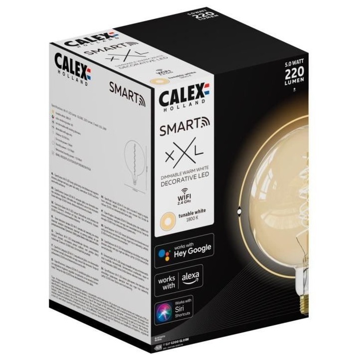 Ampoule LED E27 - CALEX - G200 SMART GLOBE - Simple filament spirale -