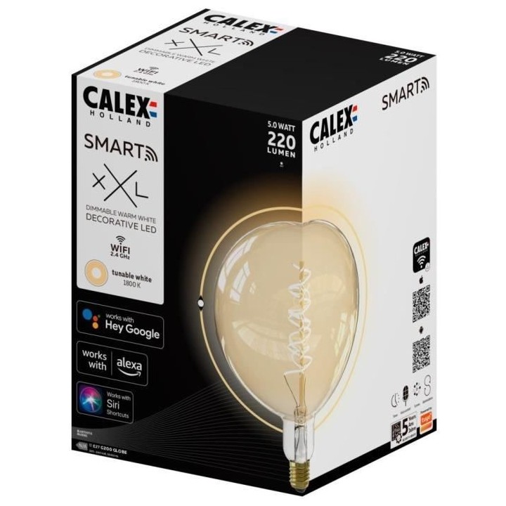Ampoule LED E27 - CALEX - G200 SMART GLOBE - Simple filament spirale -