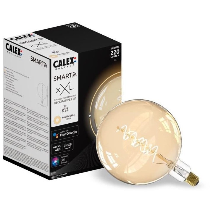 Ampoule LED E27 - CALEX - G200 SMART GLOBE - Simple filament spirale -