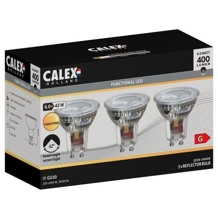 Ampoule LED reflecteur - CALEX - GU10 - 6 W - 400 lm - 3000 K - Intens