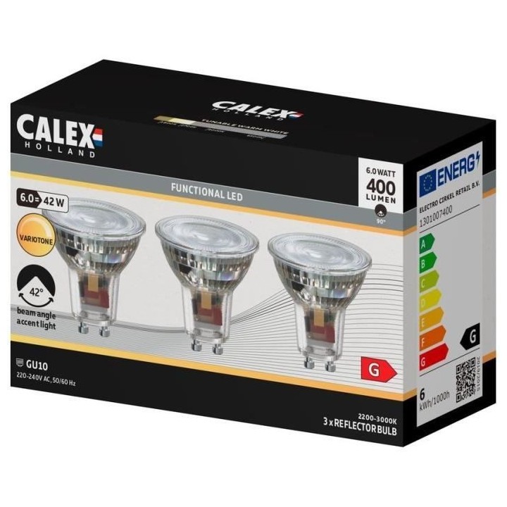 Ampoule LED reflecteur - CALEX - GU10 - 6 W - 400 lm - 3000 K - Intens