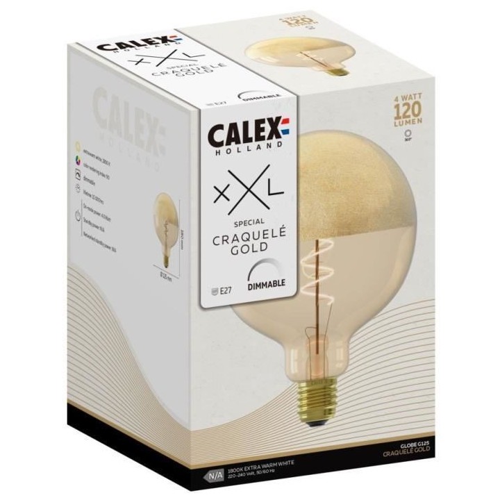 Ampoule LED E27 - CALEX - XXL SPECIALS G125 - Filament simple spirale