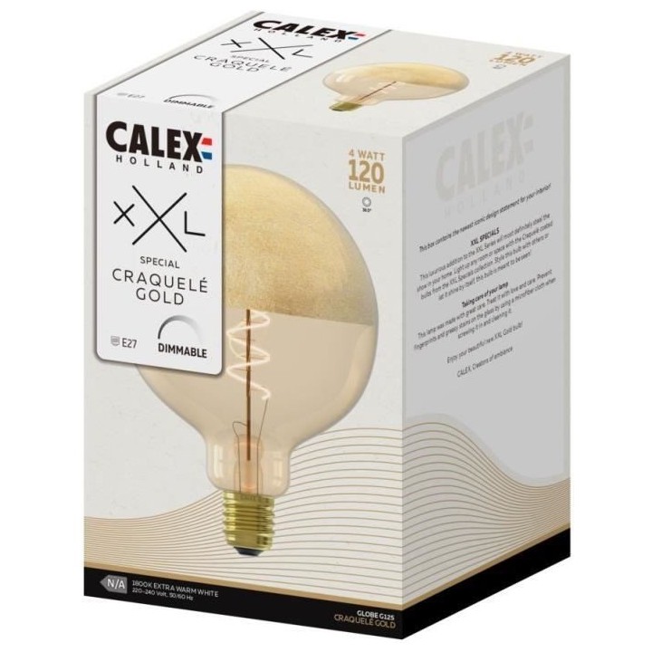 Ampoule LED E27 - CALEX - XXL SPECIALS G125 - Filament simple spirale