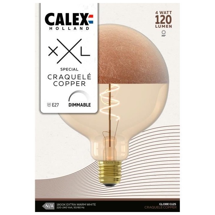 Ampoule LED E27 - CALEX - XXL SPECIALS G125 - Filament simple spirale
