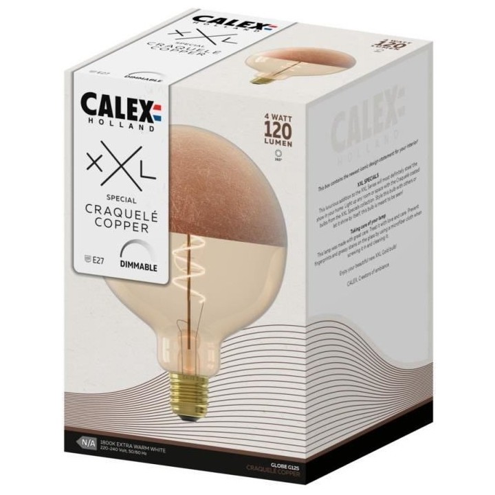 Ampoule LED E27 - CALEX - XXL SPECIALS G125 - Filament simple spirale