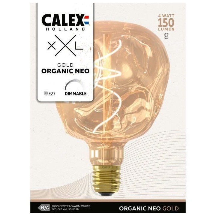 Ampoule LED E27 - CALEX - G125 NEO ORGANIC - Filament flexible - 4 W -