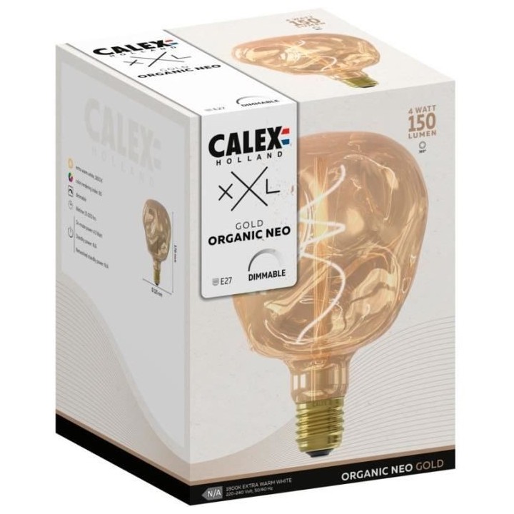 Ampoule LED E27 - CALEX - G125 NEO ORGANIC - Filament flexible - 4 W -
