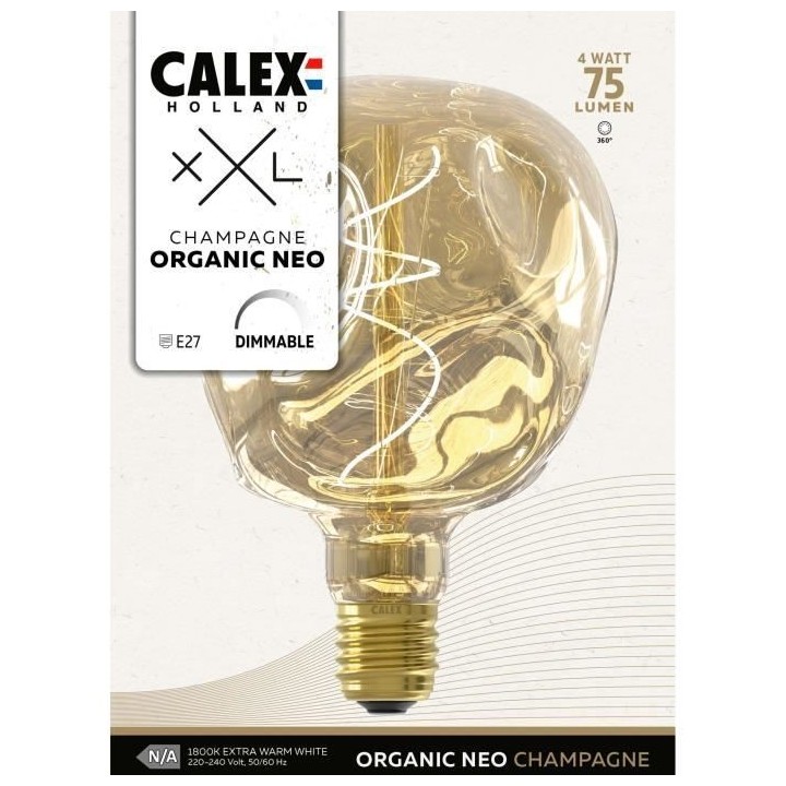 Ampoule LED E27 - CALEX - G125 NEO ORGANIC - Filament flexible - 4 W -