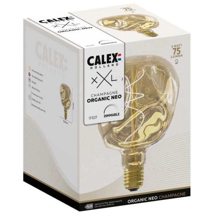 Ampoule LED E27 - CALEX - G125 NEO ORGANIC - Filament flexible - 4 W -