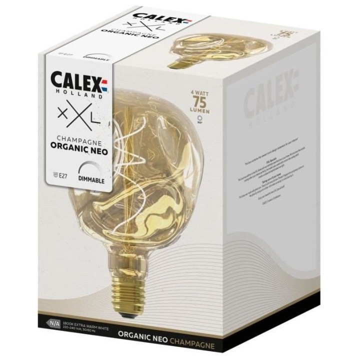 Ampoule LED E27 - CALEX - G125 NEO ORGANIC - Filament flexible - 4 W -