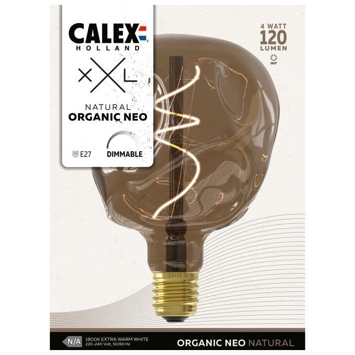 Ampoule LED E27 - CALEX - G125 NEO ORGANIC - Filament flexible - 4 W -