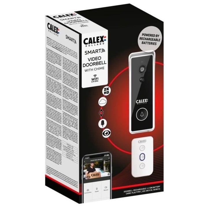 Sonnette video - CALEX - SMART BATTERY - Sans carte SD - Avec carillon