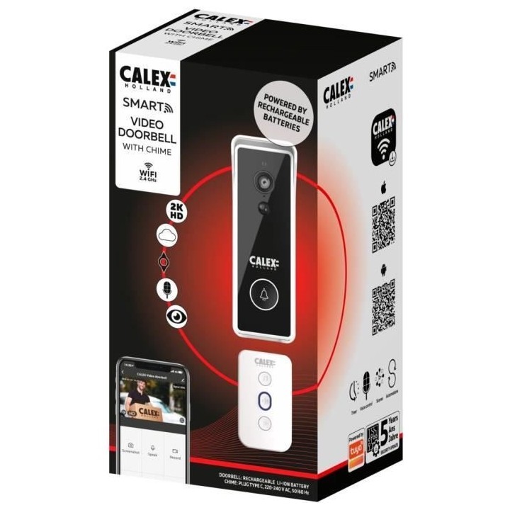 Sonnette video - CALEX - SMART BATTERY - Sans carte SD - Avec carillon