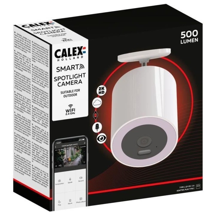Caméra Projecteur intelligent - CALEX - WiFi - Batterie garantie 5 an