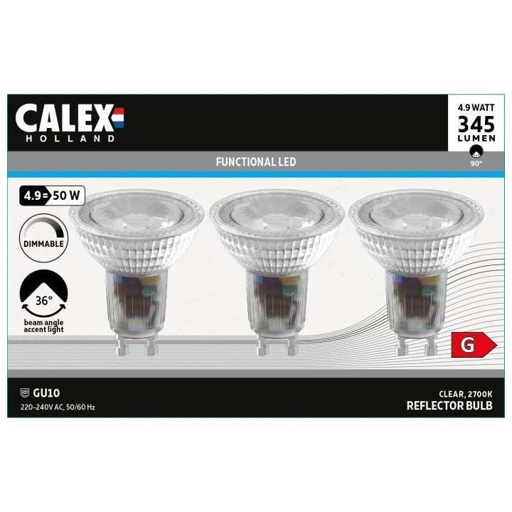 Ampoule LED reflecteur - CALEX - GU10 - 4,9 W - 345 lm - 2700 K - Inte