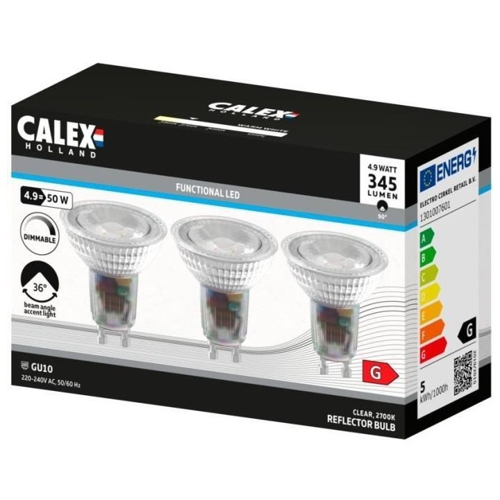 Ampoule LED reflecteur - CALEX - GU10 - 4,9 W - 345 lm - 2700 K - Inte