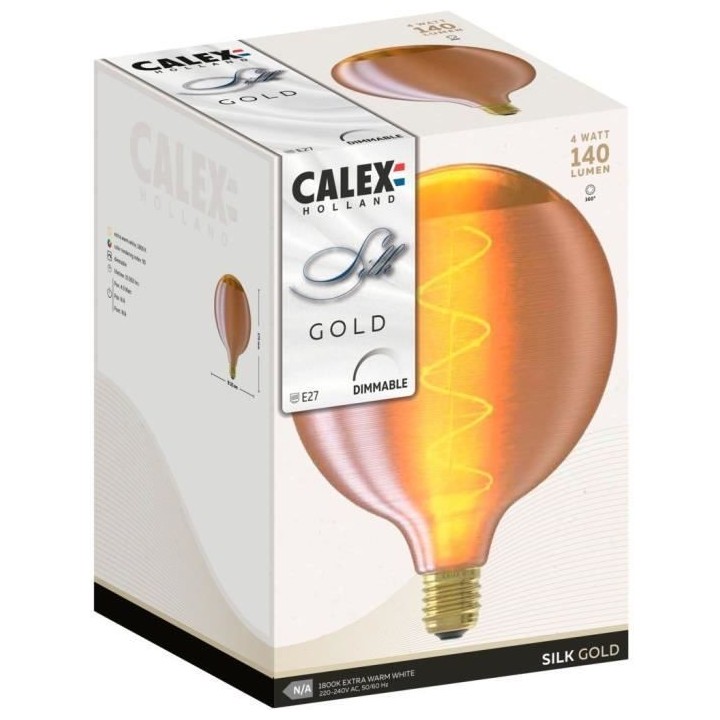 Ampoule Silk Globe G125 Gold Filament spirale 220-240V 4W 140lm 1800K