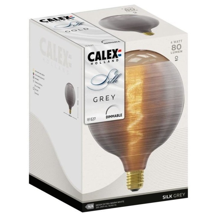 Ampoule LED E27 - CALEX - G125 - Filament en spirale - 4W - 80 lm - 18