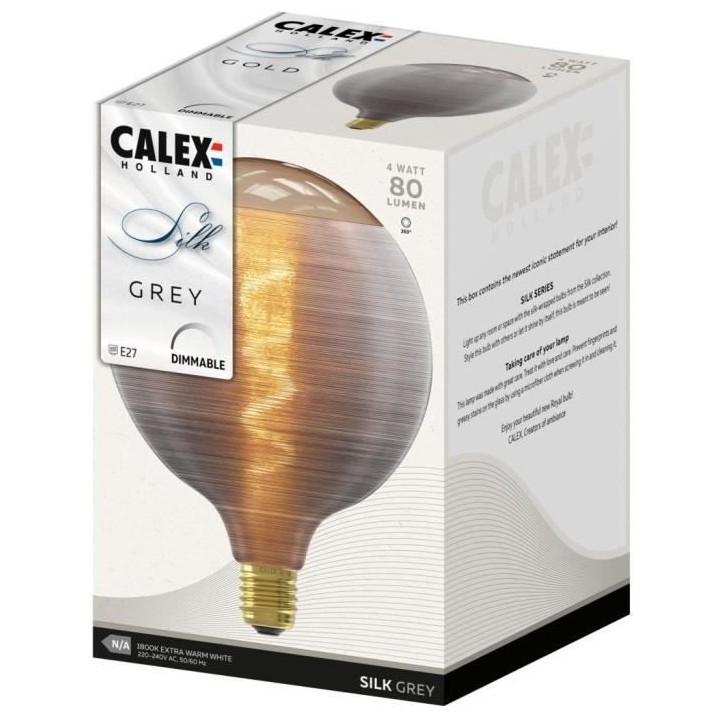 Ampoule LED E27 - CALEX - G125 - Filament en spirale - 4W - 80 lm - 18