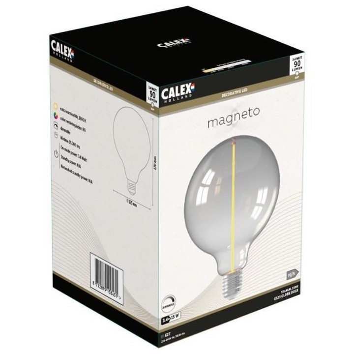 Ampoule LED E27 - CALEX - MAGNETO G125 - Filament droit - 3,4 W - 90 l