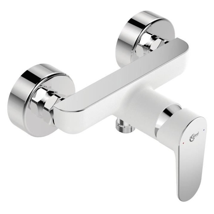 Mitigeur douche mural avec plage de dépose - TYRIA - Blanc/Chrome - I