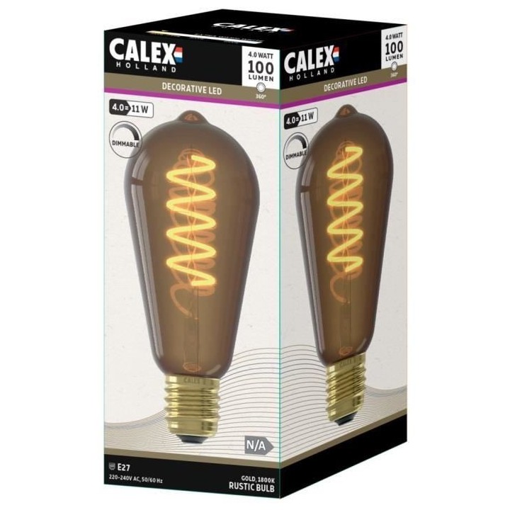 Ampoule LED E27 - CALEX - ST64 RUSTIC - Filament flexible - 4 W - 100