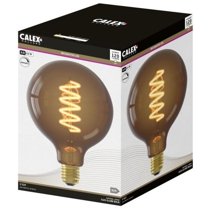 Ampoule LED E27 - CALEX - G125 GLOBE - Filament droit - 4 W - 120 lm -