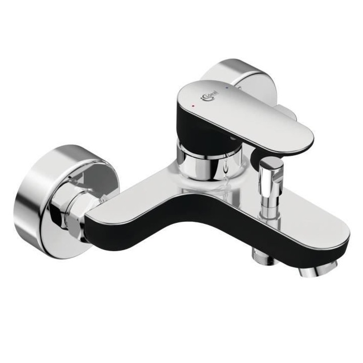 Mitigeur bain-douche mural avec plage de dépose - TYRIA - Noir/Chrome