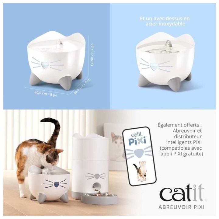 CAT IT Fontaine a eau automatique pour chat - 2,5 L - Bleu