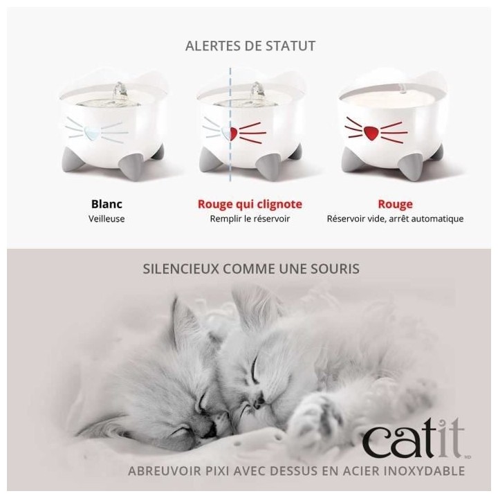 CAT IT Fontaine a eau automatique pour chat - 2,5 L (Acier inox et fil