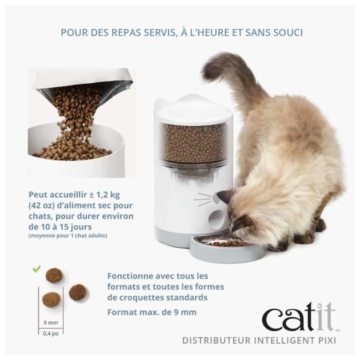CATIT - PIXI Distributeur de croquettes connecté pour chat - 1,2 kg (