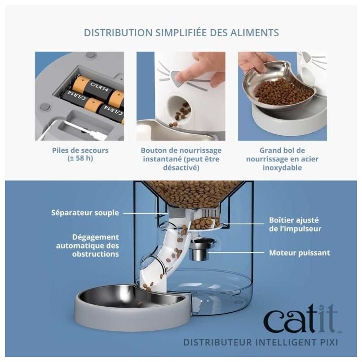 CATIT - PIXI Distributeur de croquettes connecté pour chat - 1,2 kg (
