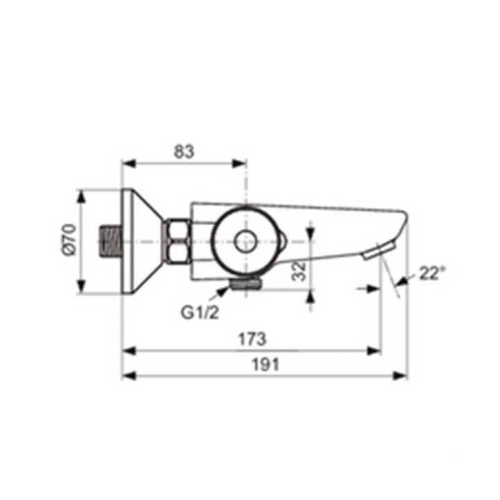 Mitigeur thermostatique bain-douche mural - CERATHERM 50 - Chrome - Id