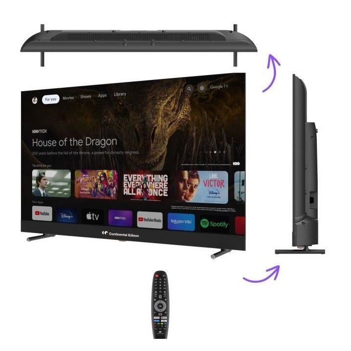 TV LED - CONTINENTAL EDISON - CELEDGAM43QL24B6 - 43'' (109 cm) - QLED