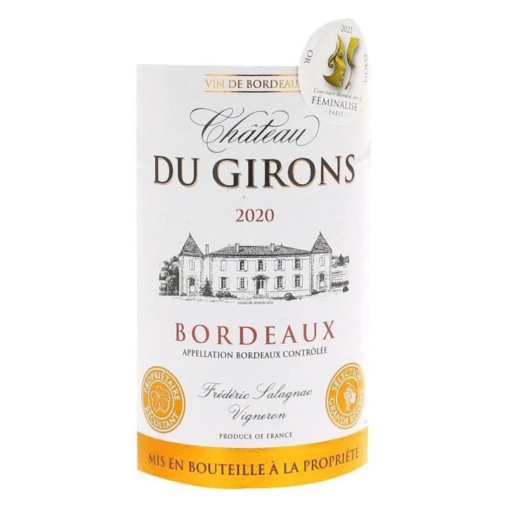 Château Du Girons 2020 Bordeaux - Vin rouge de Bordeaux
