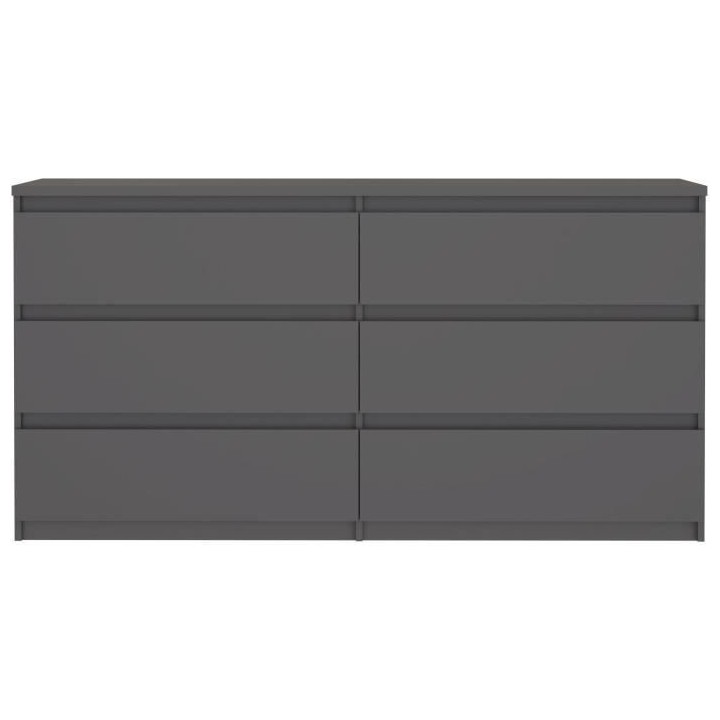Commode - CHELSEA - 6 tiroirs - Anthracite - 154 x 42,2 x 79,9 cm