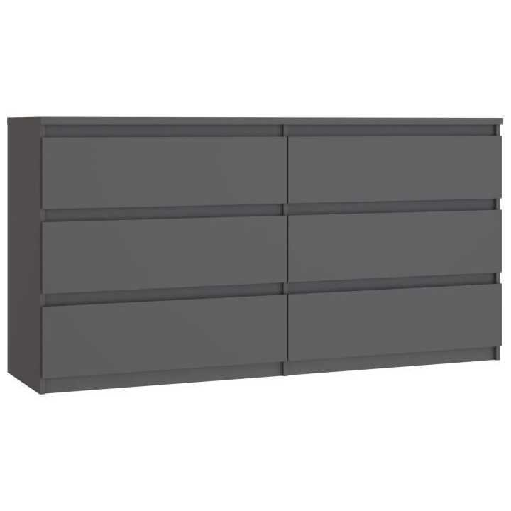 Commode - CHELSEA - 6 tiroirs - Anthracite - 154 x 42,2 x 79,9 cm