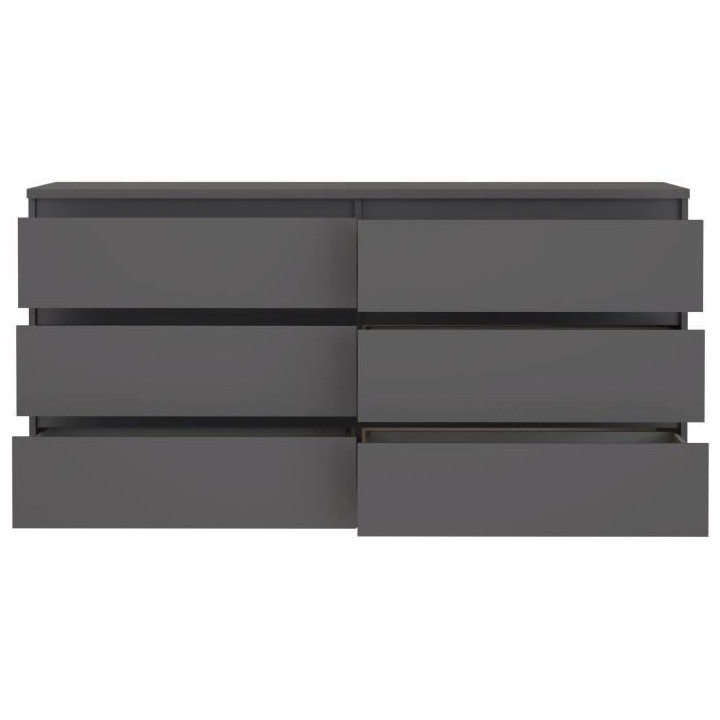 Commode - CHELSEA - 6 tiroirs - Anthracite - 154 x 42,2 x 79,9 cm