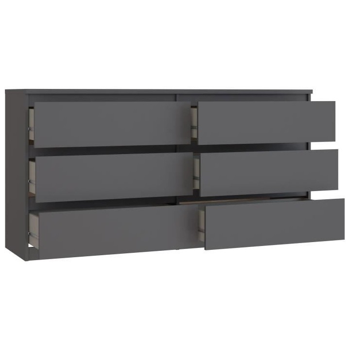 Commode - CHELSEA - 6 tiroirs - Anthracite - 154 x 42,2 x 79,9 cm