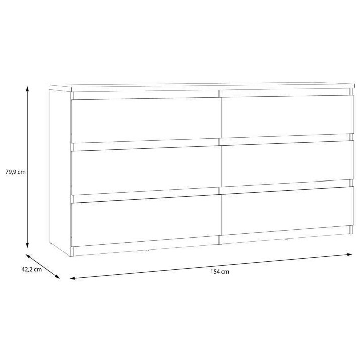Commode - CHELSEA - 6 tiroirs - Anthracite - 154 x 42,2 x 79,9 cm