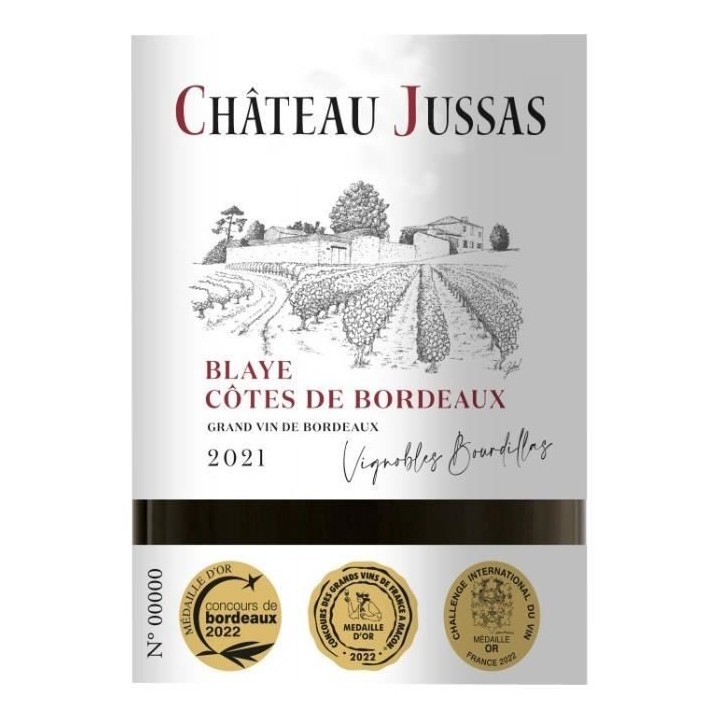 Château Jussas 2021 Blaye Côtes de Bordeaux - Vin rouge de Bordeaux