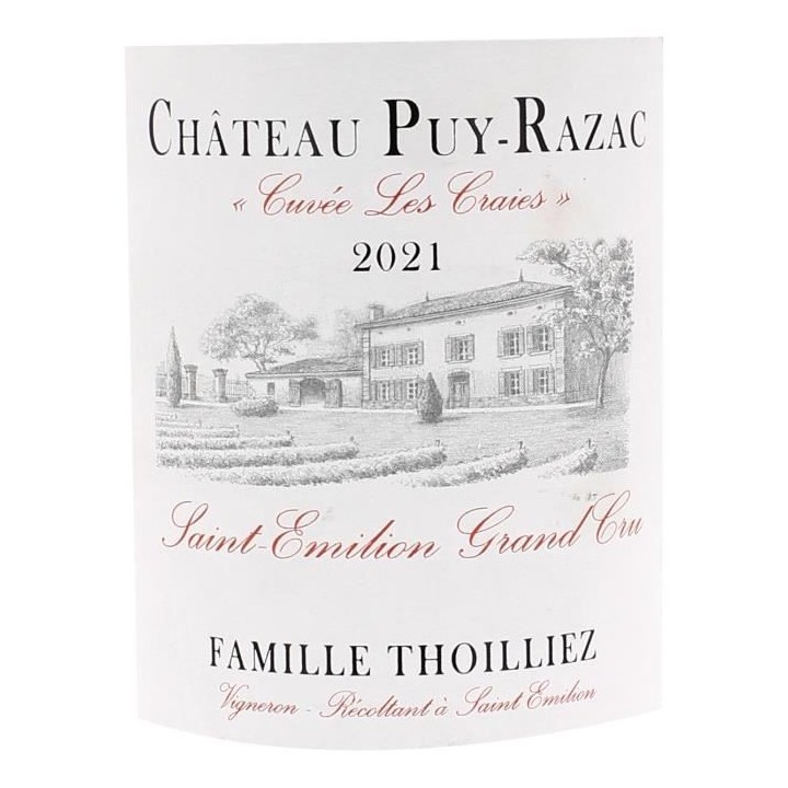 Château Puy-Razac Cuvée Les Craies 2021 Saint-Emilion Grand Cru - Vi