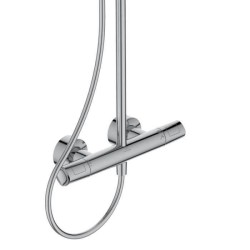 Colonne de douche thermostatique - CERATHERM T100 - Pomme de tete 20 cm + Douchette 11 cm 3J - Chrome - Ideal Standard