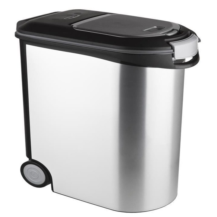 CURVER Conteneur a croquettes pour chien 12 kg - 35L - Aspect métal