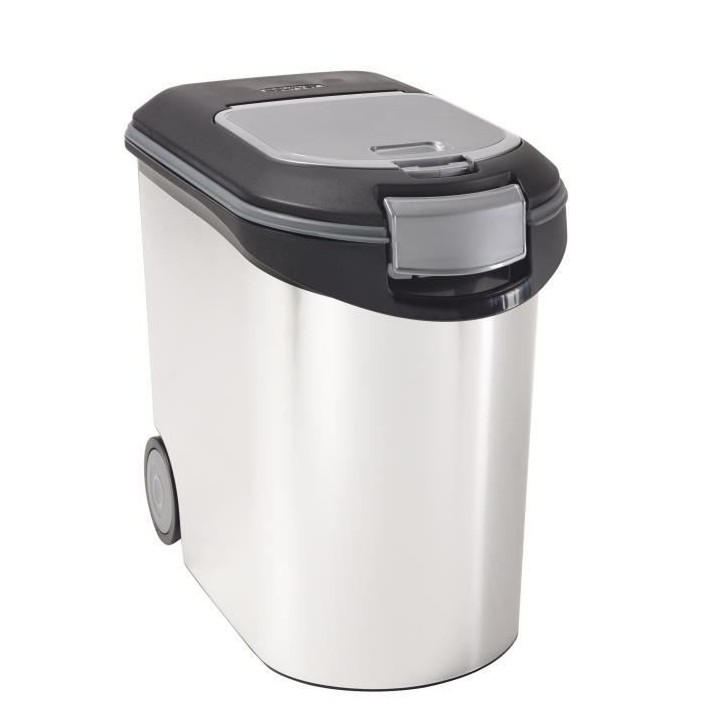 CURVER Conteneur a croquettes pour chien 12 kg - 35L - Aspect métal