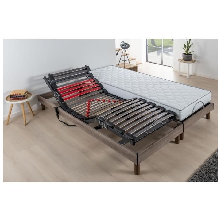 Ensemble matelas+sommier relaxation électrique COMFORT - 2x90x200 cm
