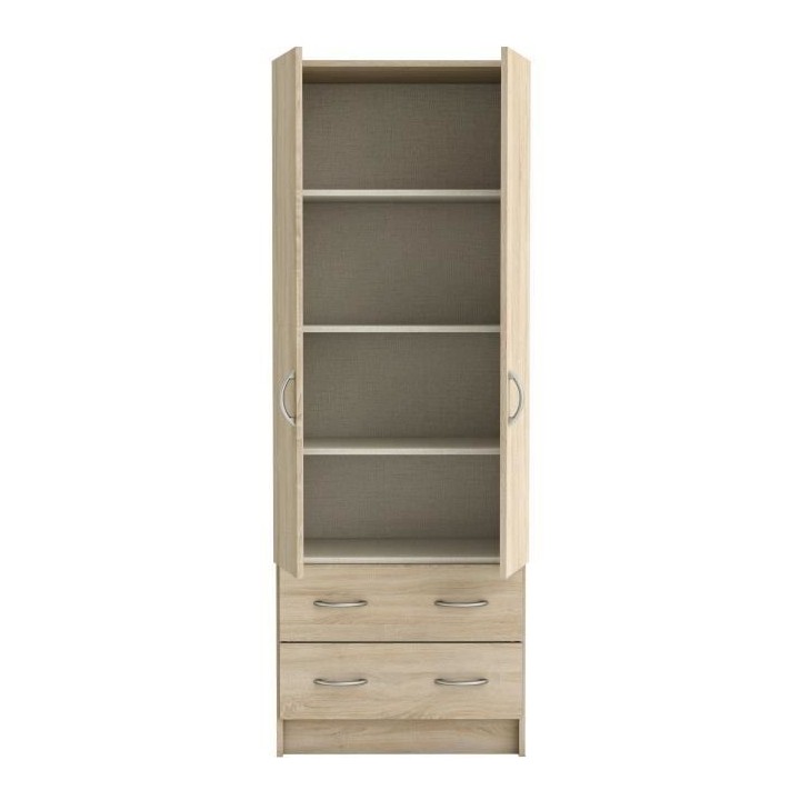 DEMEYERE Armoire - Décor chene brossé - 2 portes et 2 tiroirs - Clas